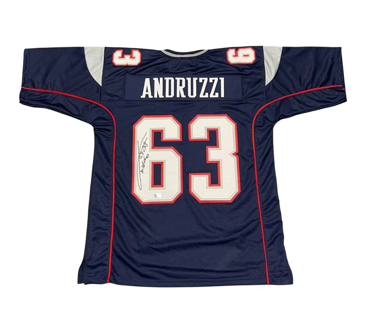 Joe Andruzzi Signed New England Patriots Custom Jersey (3x SB Champ)