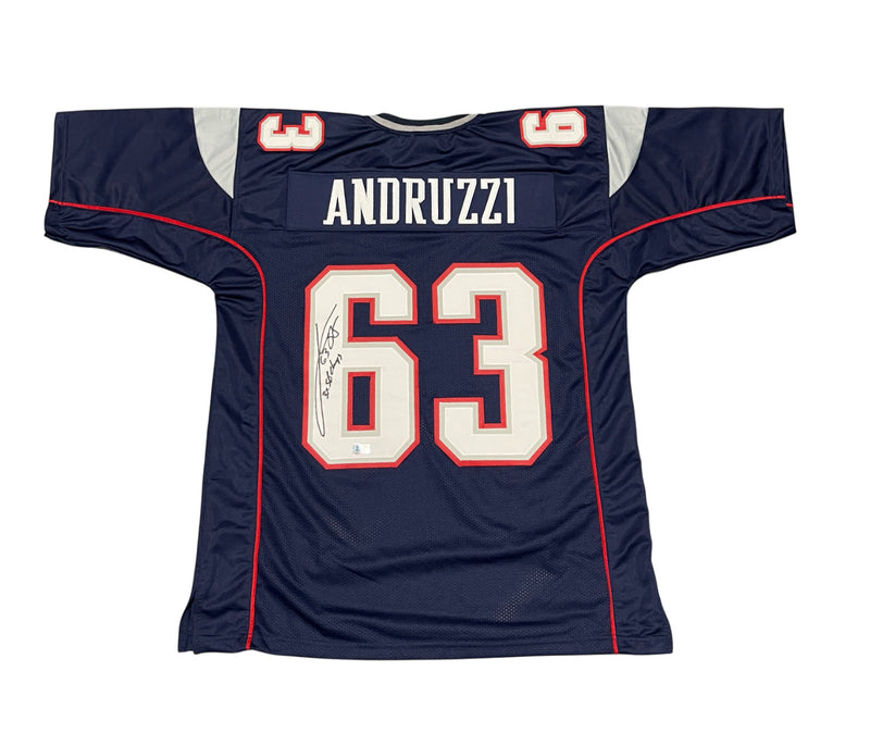 Joe Andruzzi Signed New England Patriots Custom Jersey (3x SB Champ)