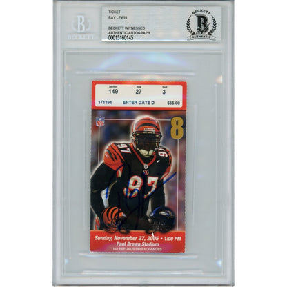 Ray Lewis Autographed Baltimore Ravens Slabbed Ticket Stub (11/27/05)