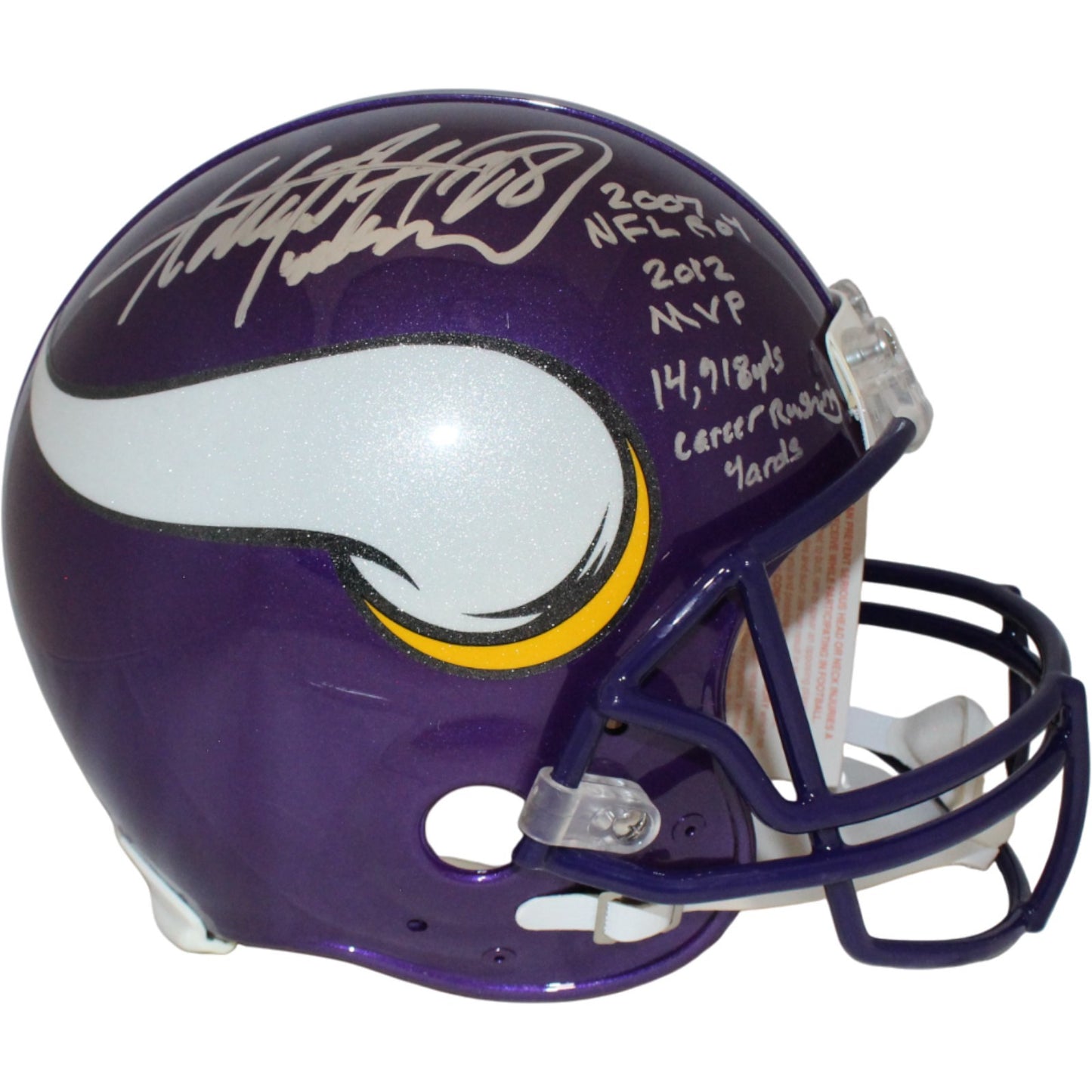 Adrian Peterson Signed Minnesota Vikings VSR4 Authentic Throwback Helmet (3 Insc)