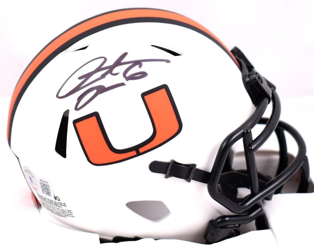 Santana Moss Autographed Miami Hurricanes Lunar Speed Mini Helmet