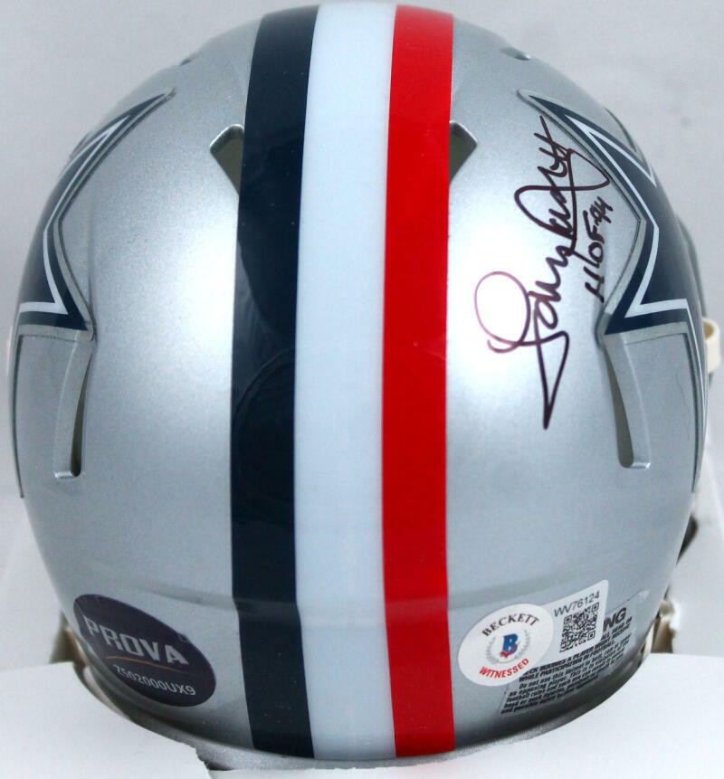 Tony Dorsett Autographed Dallas Cowboys 1976 Throwback Speed Mini Helmet