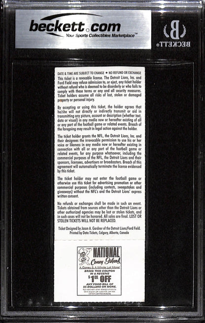 Ray Lewis Signed Baltimore Ravens Slabbed Ticket Stub Beckett Grade 7