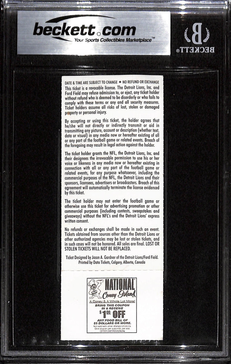 Ray Lewis Signed Baltimore Ravens Slabbed Ticket Stub Beckett Grade 7