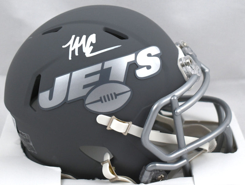 Malachi Corley Signed New York Jets Slate Speed Mini Helmet