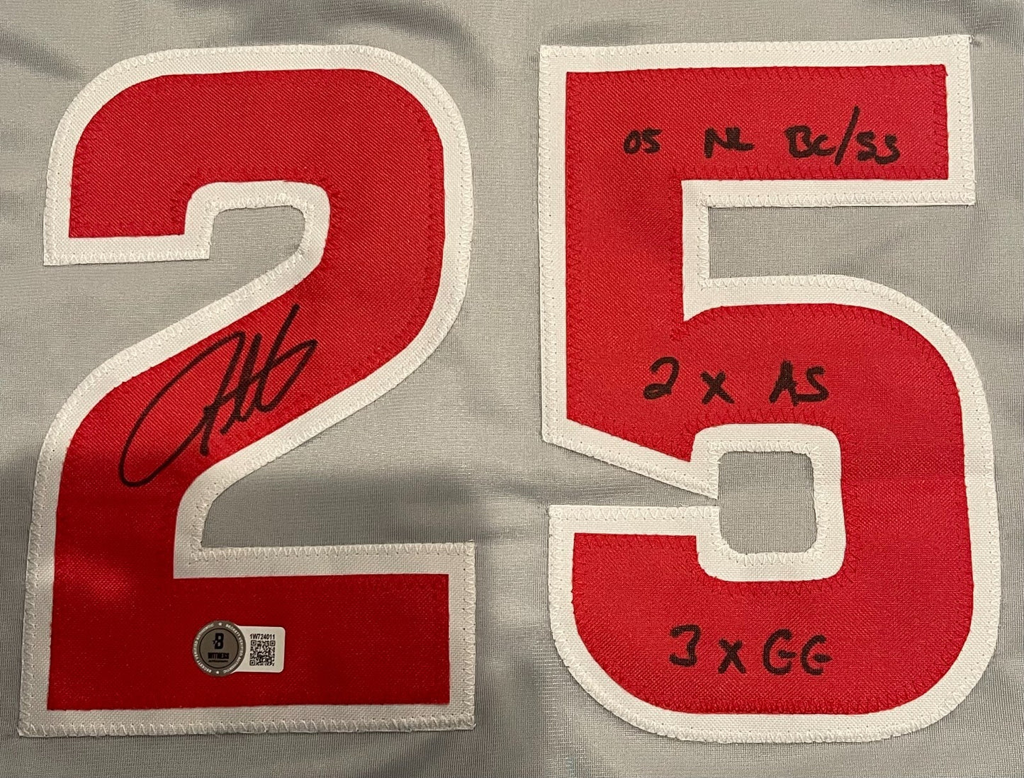 Derrek Lee Signed Chicago Cubs Custom Jersey (3 Inscriptions) - BAS COA
