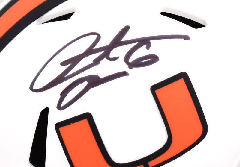 Santana Moss Autographed Miami Hurricanes Lunar Speed Mini Helmet
