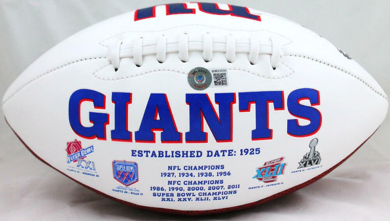 Michael Strahan Signed New York Giants Logo Football