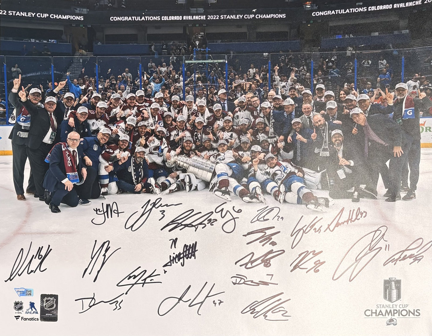 Colorado Avalanche Team Signed 2022 Stanley Cup Champions 16x20 Photo (18 Sigs)