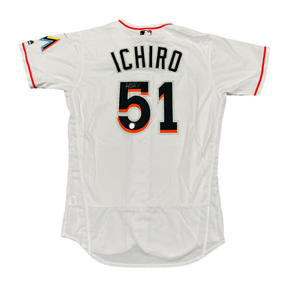 Ichiro Suzuki Miami Marlins Autographed Majestic Authentic Jersey (BAS)
