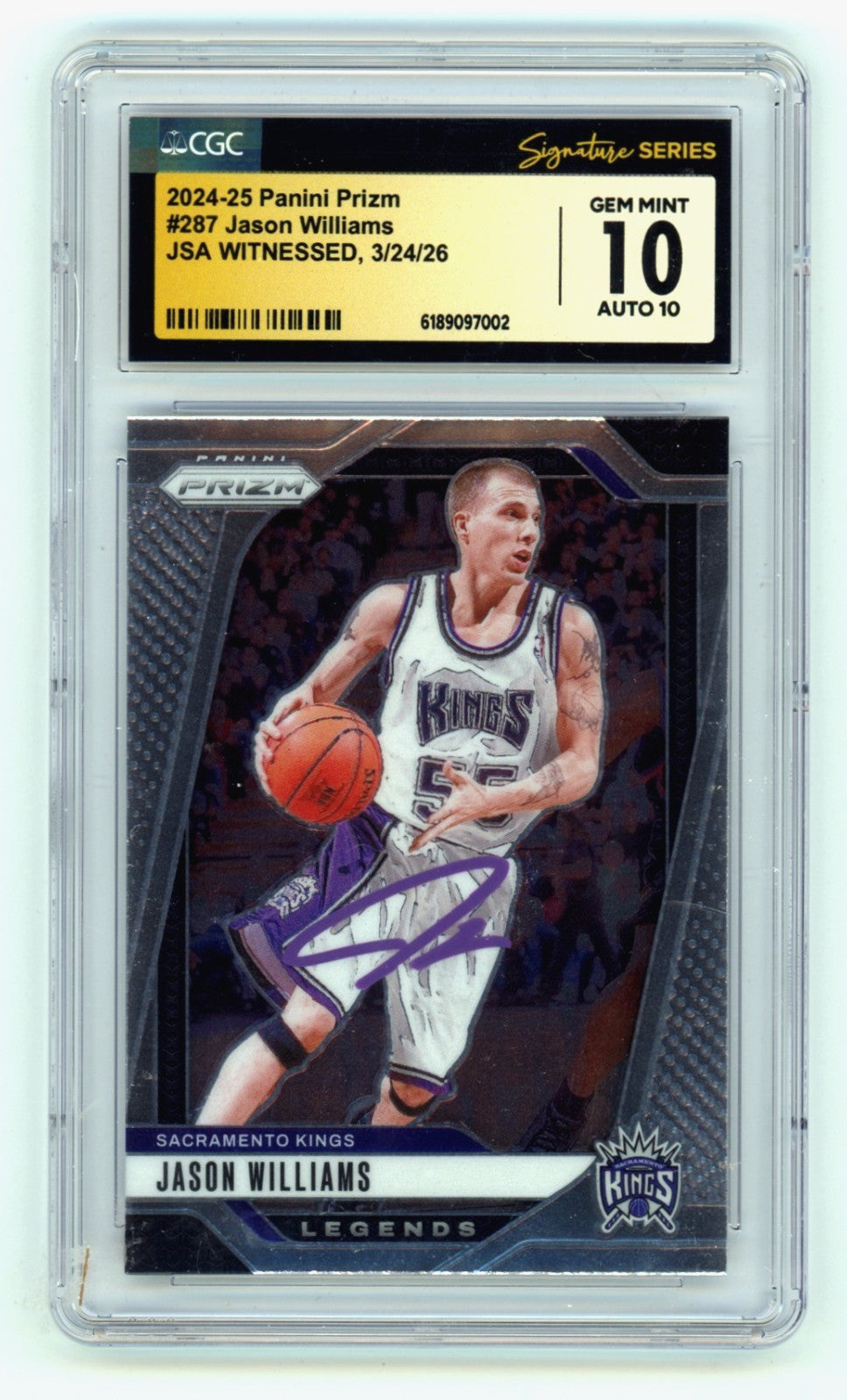 Jason Williams Signed 2024-25 Panini Prizm Sacramento Kings Card #287
