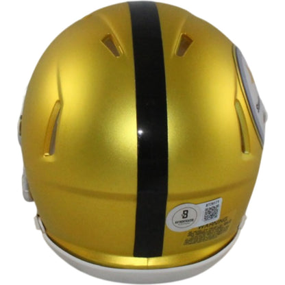 Troy Polamalu Signed Pittsburgh Steelers Blaze Mini Helmet Beckett