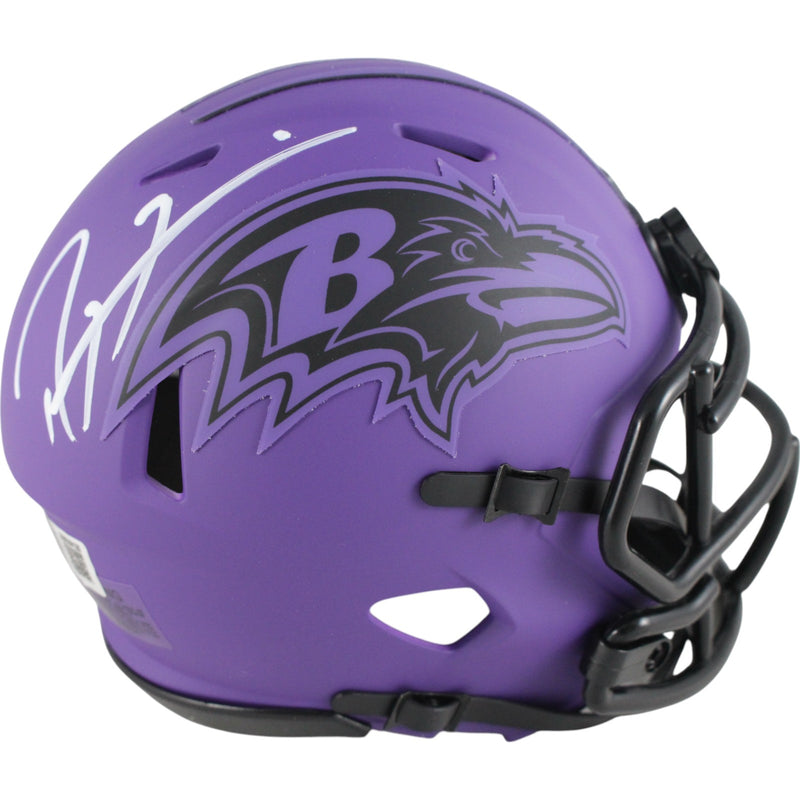 Ray Lewis Signed Baltimore Ravens Rave Mini Helmet Beckett COA