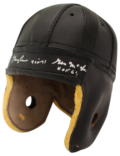George McAfee & George Connor Signed Bears Full Size Leather Helmet JSA