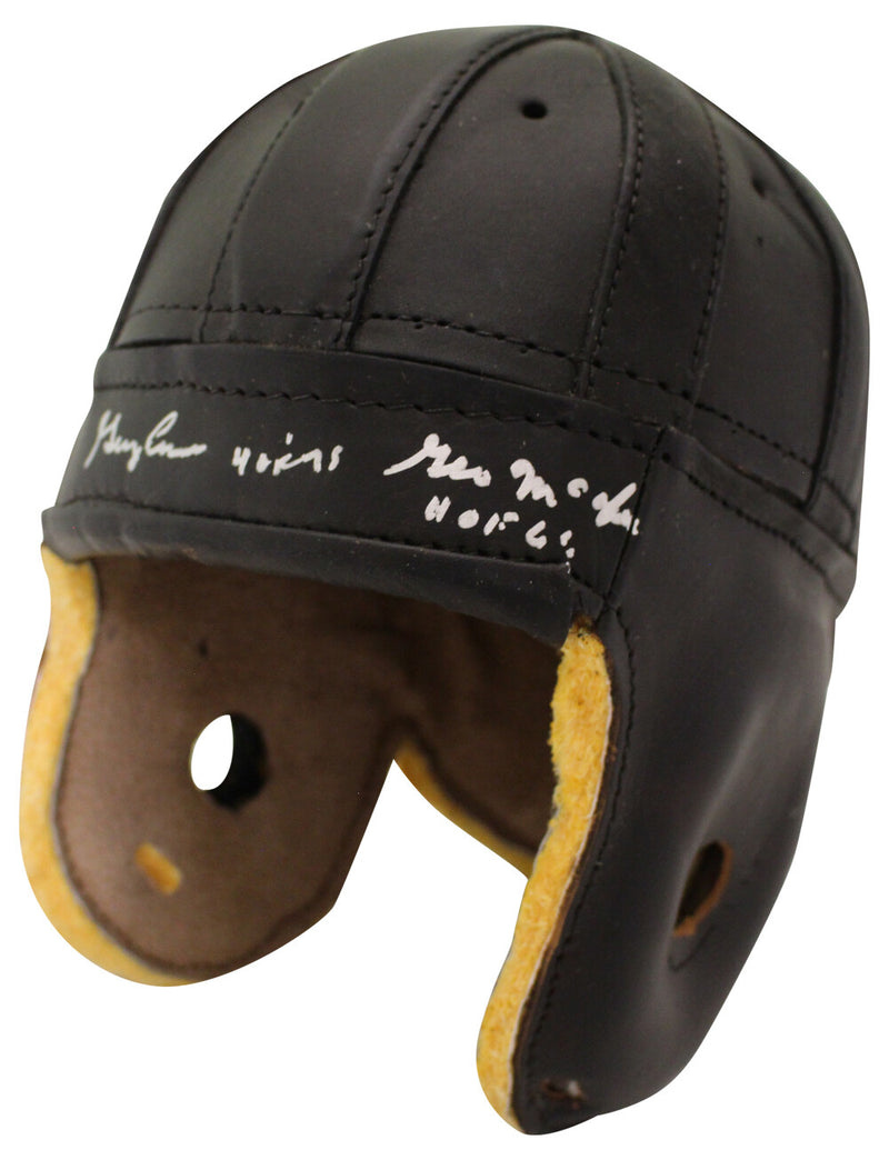 George McAfee & George Connor Signed Bears Full Size Leather Helmet JSA