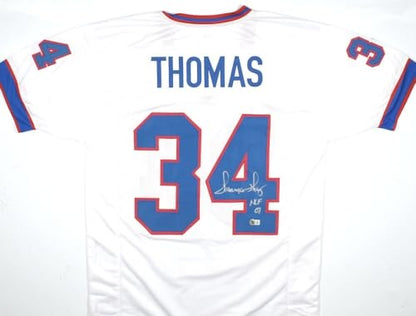 Thurman Thomas Autographed Buffalo Bills Custom White Jersey (HOF Inscription)