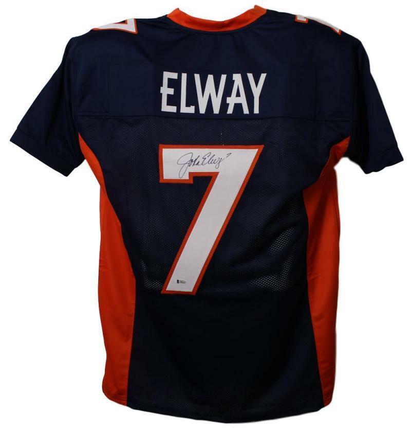 John Elway Autographed Denver Broncos Custom Blue Jersey (BAS)