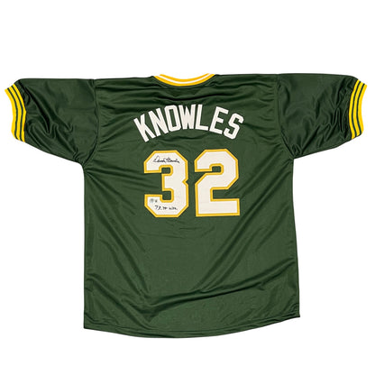 Darold Knowles Signed Oakland Athletics Custom Jersey "73 74 WSC" BAS COA