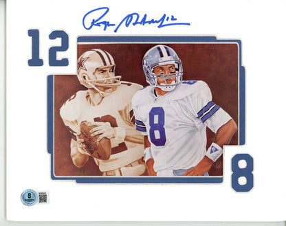 Roger Staubach Signed Dallas Cowboys 10x8 Matted Art