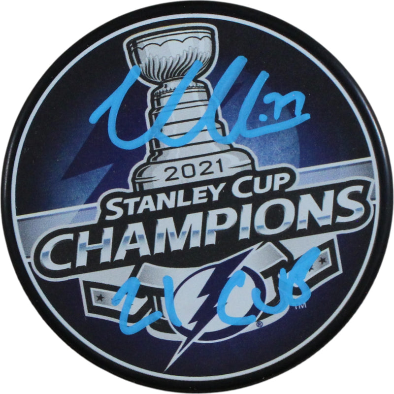 Victor Hedman Signed Tampa Bay Lightning 2021 SC Champs Puck "21 Cup"