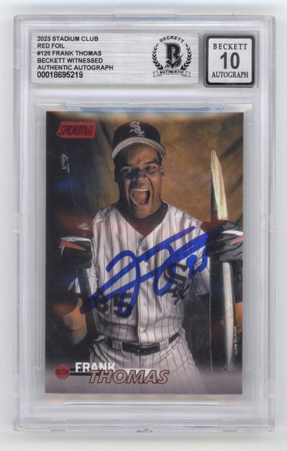 Frank Thomas Signed 2023 Topps Stadium Club Red Foil BGS 10 Auto Card