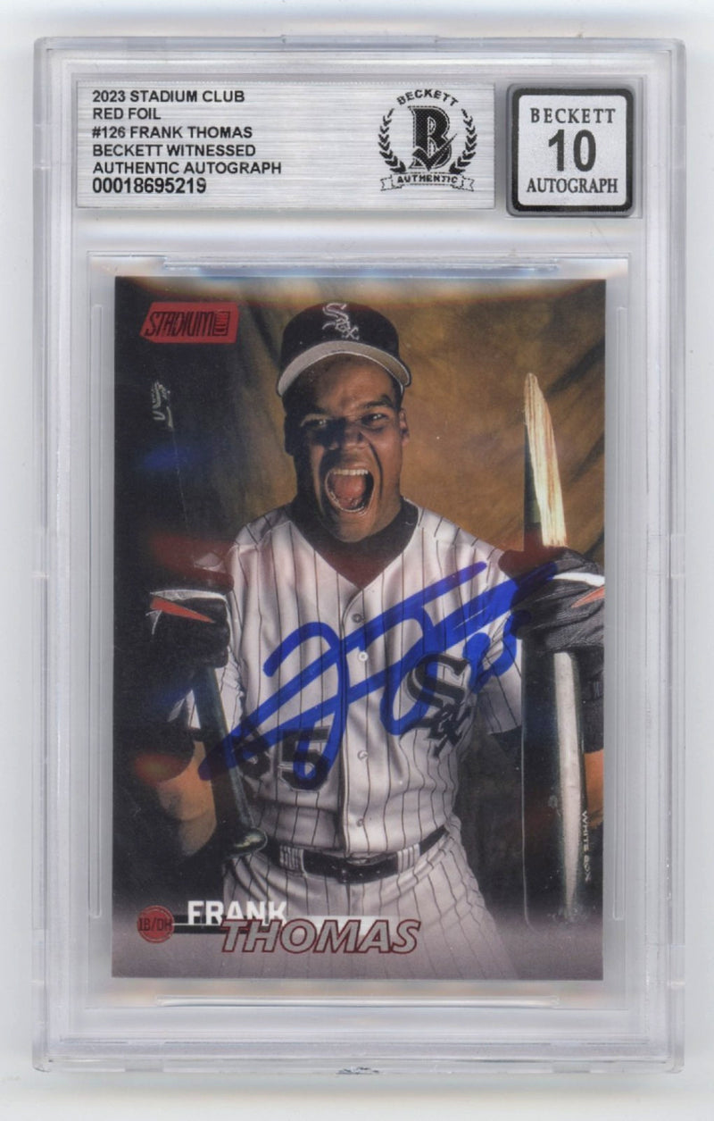 Frank Thomas Signed 2023 Topps Stadium Club Red Foil BGS 10 Auto Card