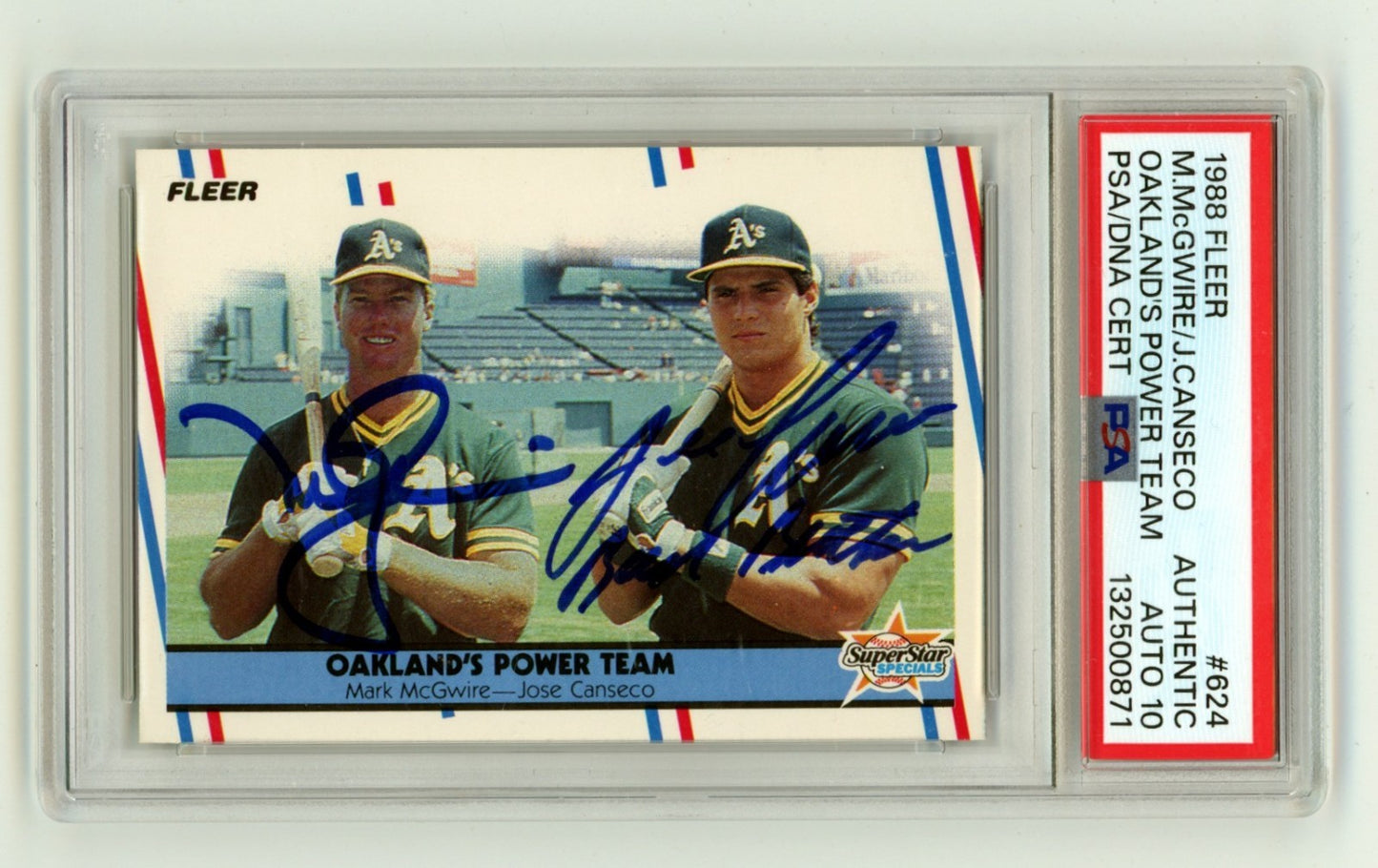 Mark McGwire & Jose Canseco Dual Signed 1988 Fleer Power Team Card PSA 10