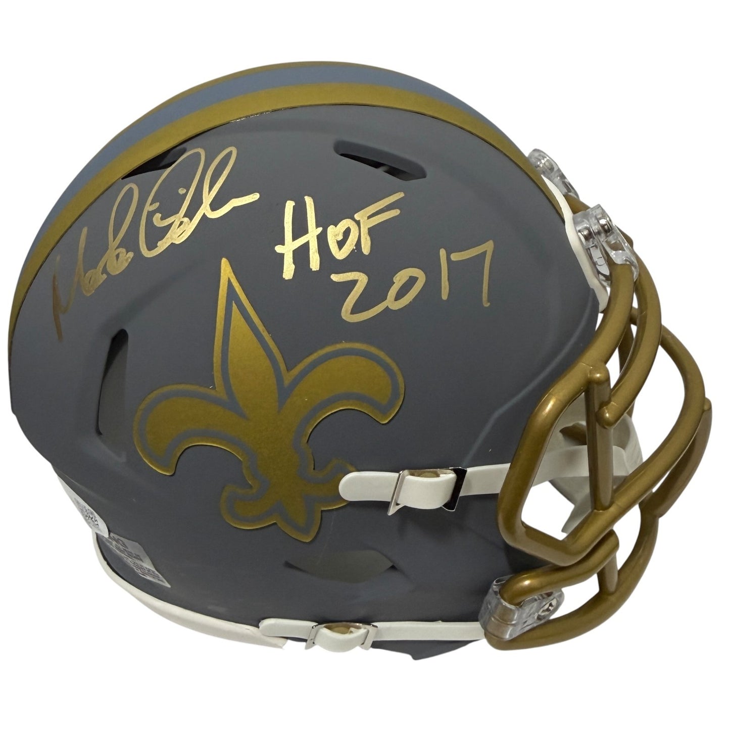 Morten Andersen New Orleans Saints Autographed Slate Mini Helmet (HOF 2017)
