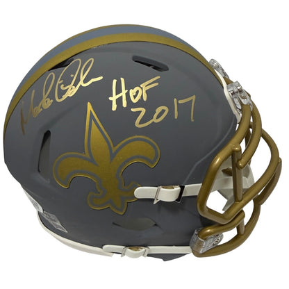 Morten Andersen New Orleans Saints Autographed Slate Mini Helmet (HOF 2017)