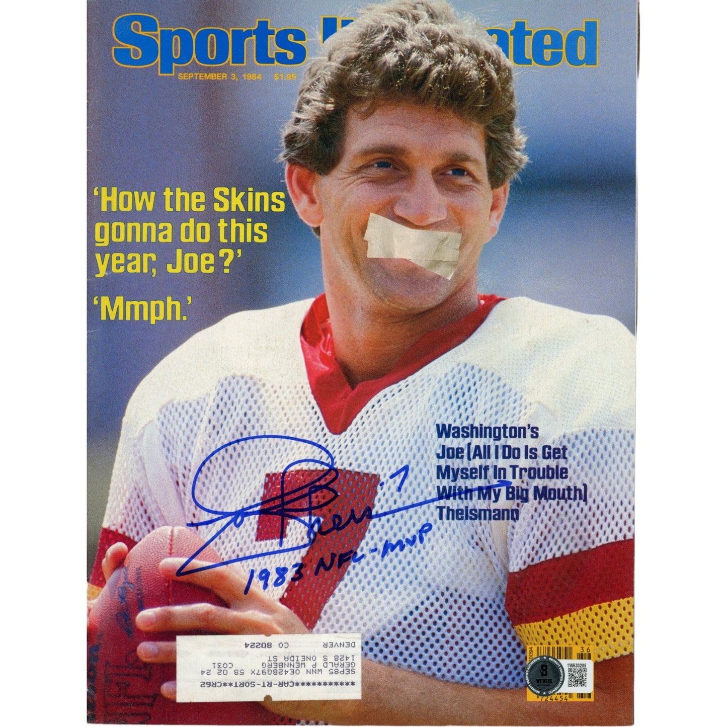 Joe Theismann Autographed Washington Redskins Sports Illustrated Magazine