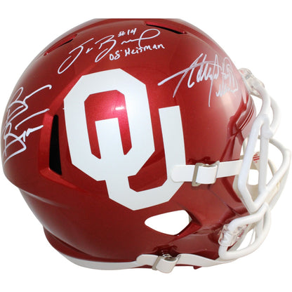 Sam Bradford, Adrian Peterson & Brian Bosworth Signed Oklahoma Sooners FS Helmet