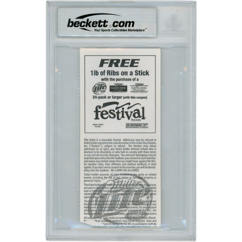 Adrian Peterson Autographed 11/11/07 ROY Inscribed Slabbed Ticket Stub