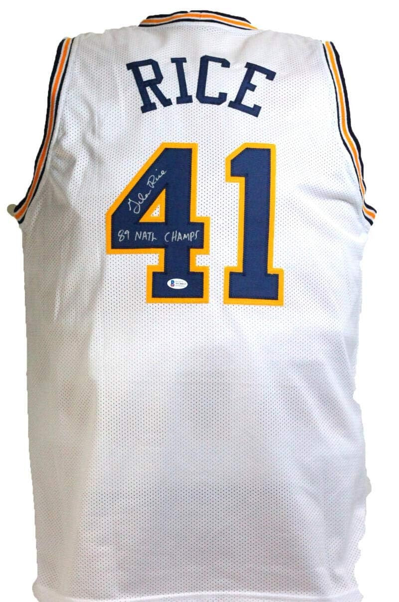 Glen Rice Signed Michigan "89 National Champs" Inscribed White Jersey