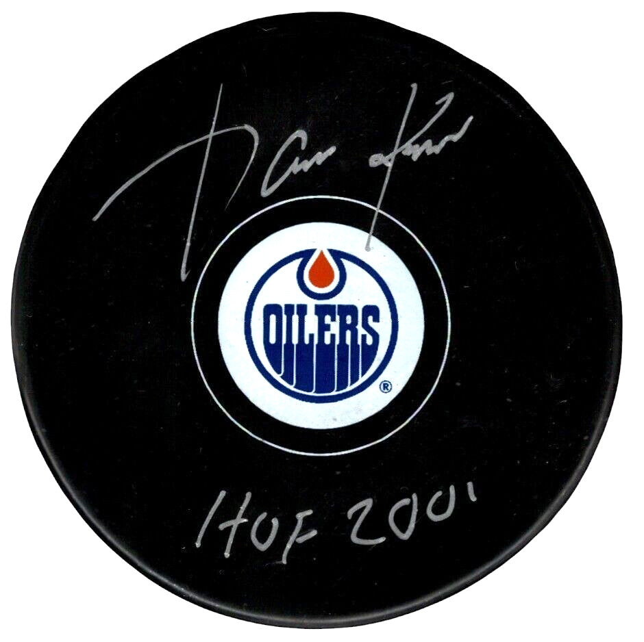 Jari Kurri Signed Edmonton Oilers Logo Puck (Beckett Witness COA)