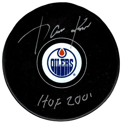 Jari Kurri Signed Edmonton Oilers Logo Puck (Beckett Witness COA)