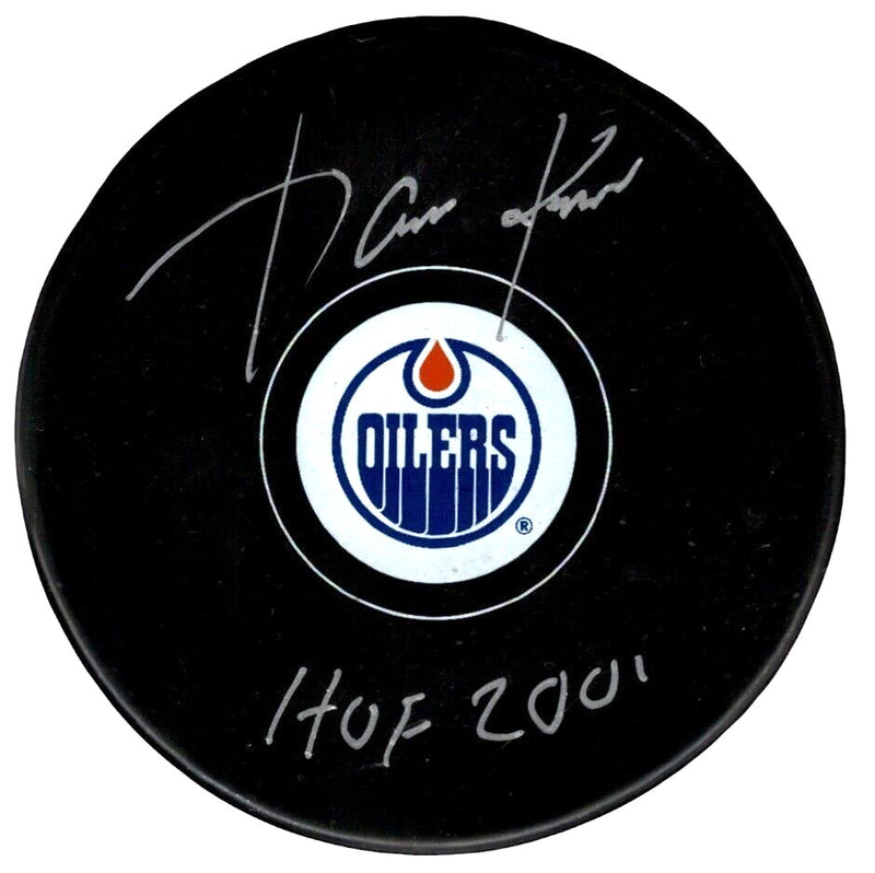 Jari Kurri Signed Edmonton Oilers Logo Puck (Beckett Witness COA)