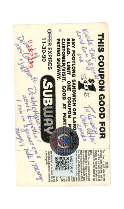 Deion Sanders Signed New York Yankees 7/27/1990 Ticket Stub Beckett