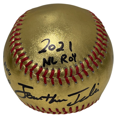 Jonathan India Signed Gold ROMLB Baseball with ROY & Stat Inscriptions PSA