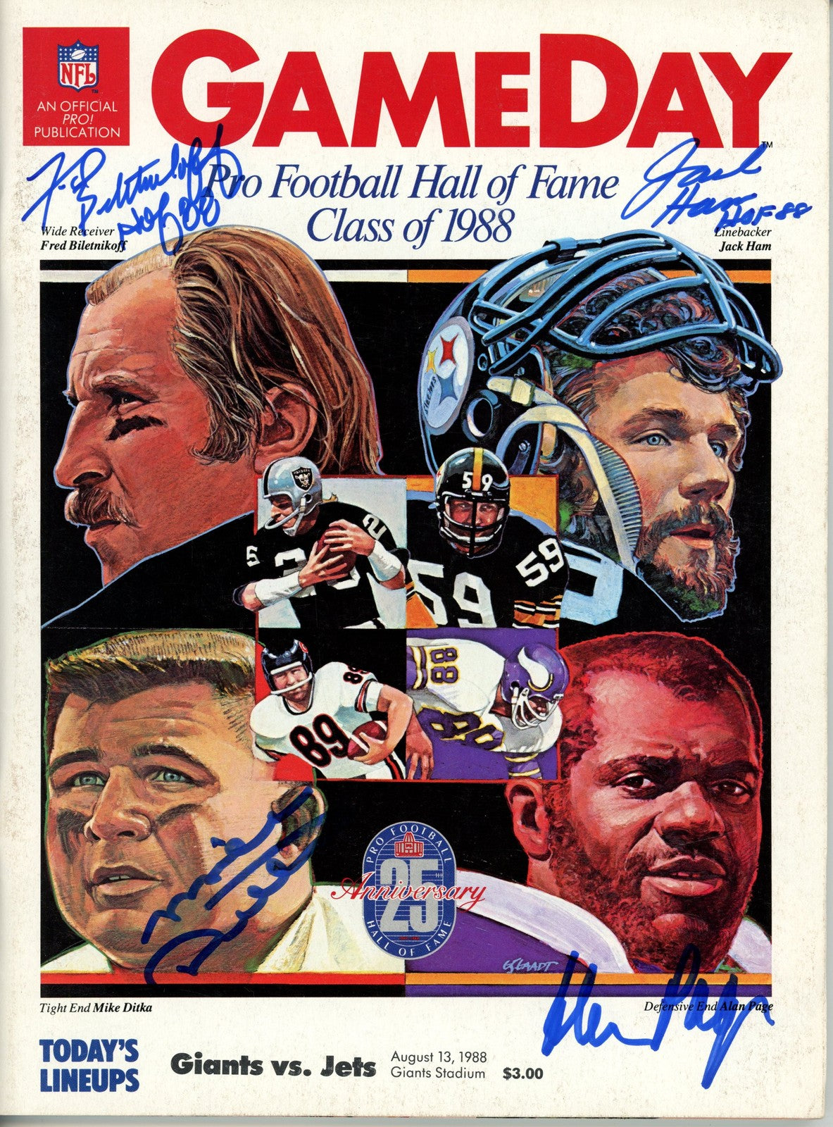 Fred Biletnikoff, Jack Ham, Mike Ditka & Alan Page Signed 1988 HOF Program