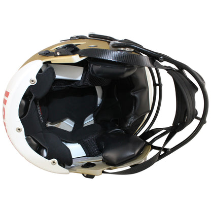 Travis Hunter Colorado Buffaloes Autographed Gold SpeedFlex Full Size Helmet