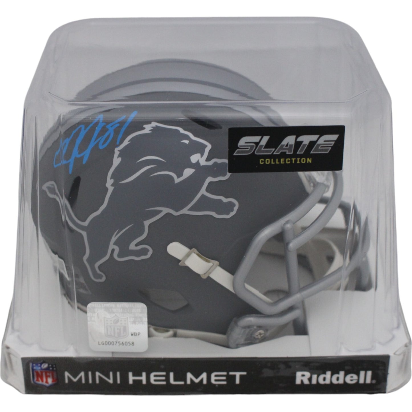 Calvin Johnson Detroit Lions Autographed Slate Mini Helmet Beckett BAS