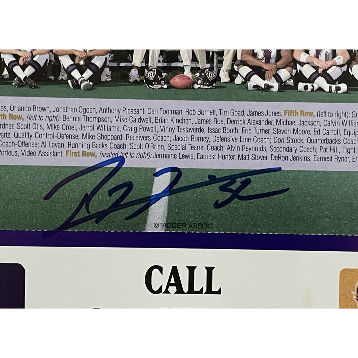 Ray Lewis Autographed Baltimore Ravens 1996 Team Roster (Beckett)