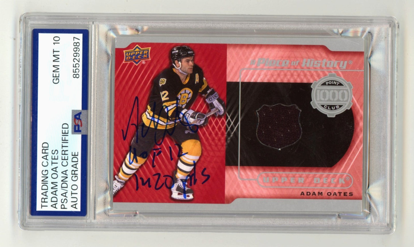 Adam Oates Signed 2015-16 Upper Deck Piece of History Relic Card PSA 10 Auto