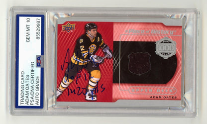 Adam Oates Signed 2015-16 Upper Deck Piece of History Relic Card PSA 10 Auto