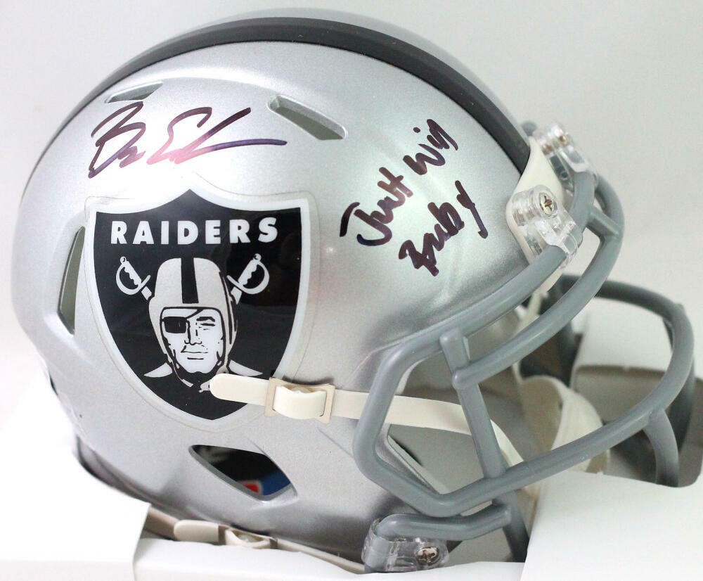 Bryan Edwards Signed Las Vegas Raiders Mini Helmet - "Just Win Baby" Inscription
