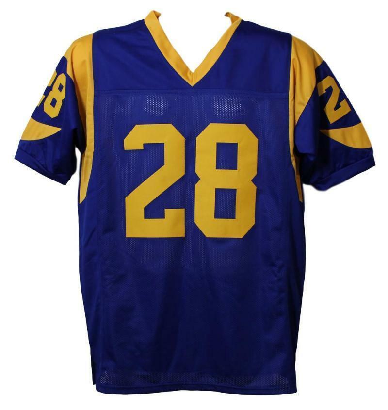 Marshall Faulk Autographed Los Angeles Rams Custom Football Jersey