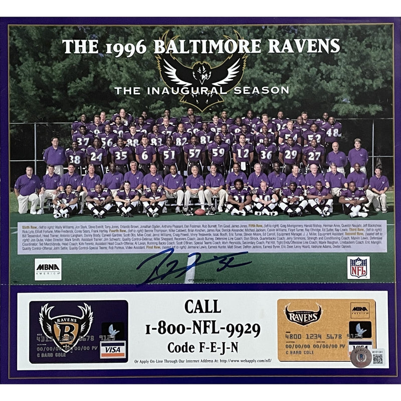 Ray Lewis Autographed Baltimore Ravens 1996 Team Roster (Beckett)