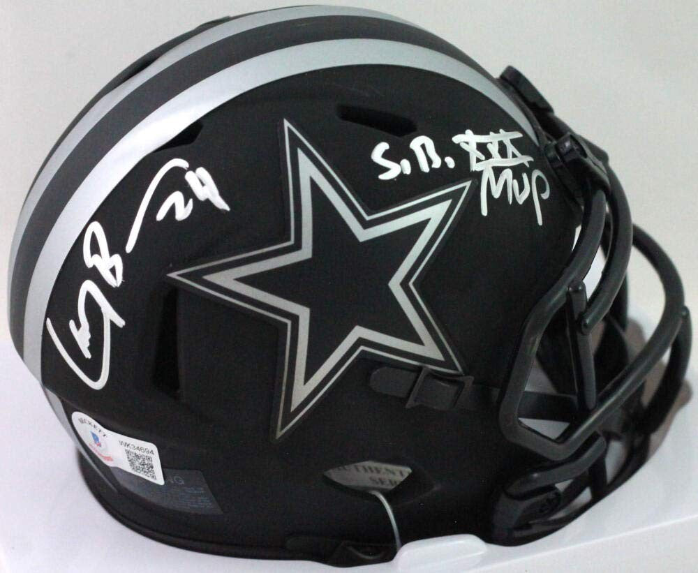 Larry Brown Signed Dallas Cowboys Eclipse Mini Helmet SB MVP