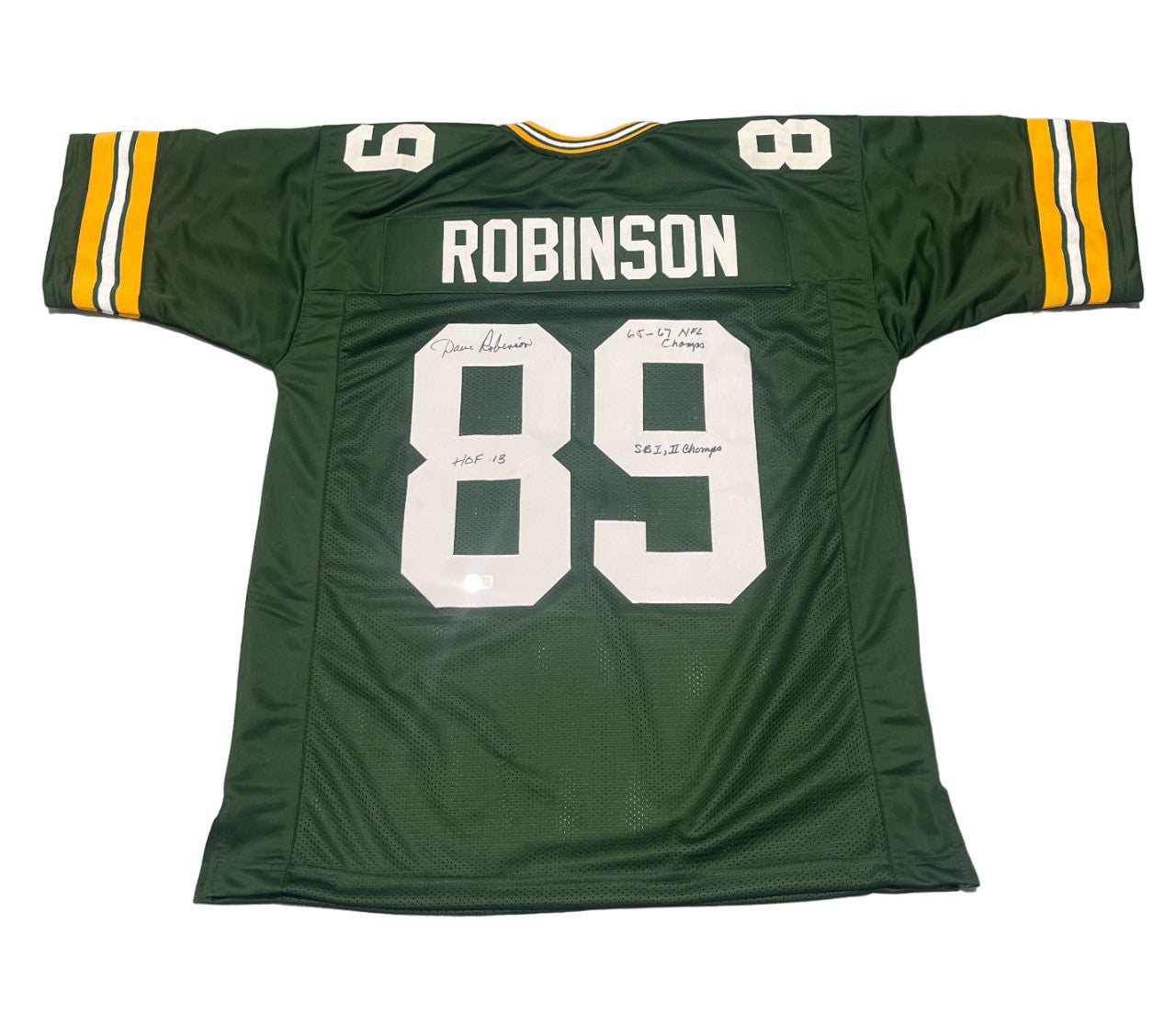 Dave Robinson Green Bay Packers Signed Custom Jersey (3 Inscriptions) BAS