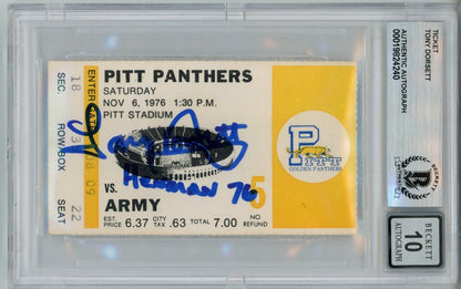 Tony Dorsett Signed Pittsburgh Panthers Slabbed Ticket - Heisman